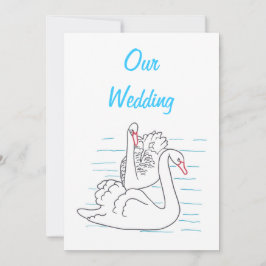 Två Svanar simmar Teckning bröllopsinbjudningar Inbjudningar