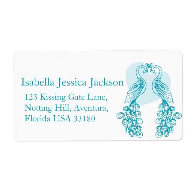 Två svarsetiketter för peafowel bröllop fraktsedel (Framsidan)
