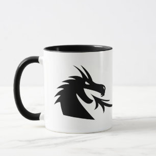 Två svarta drakhuvud varelser kaffemugg