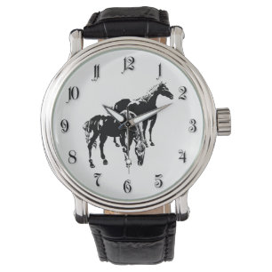 Två svarta hästar armbandsur