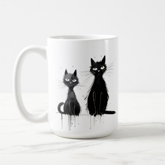 Två Svarta katter Design Mugg (Vänster)