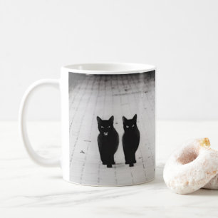 Två Svarta katter klassiska kaffe Mugg
