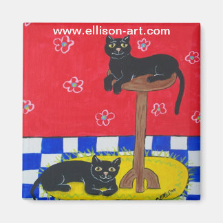 Två Svarta katter Magnet