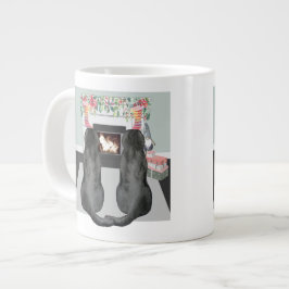 Två svarta labrador eller Hundar, julgransscenen Jumbo Mugg