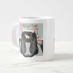 Två svarta labrador eller Hundar, julgransscenen Jumbo Mugg