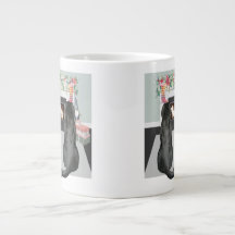 Två svarta labrador eller Hundar, julgransscenen