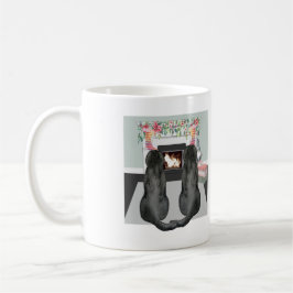 Två svarta labrador eller Hundar, julgransscenen Kaffemugg
