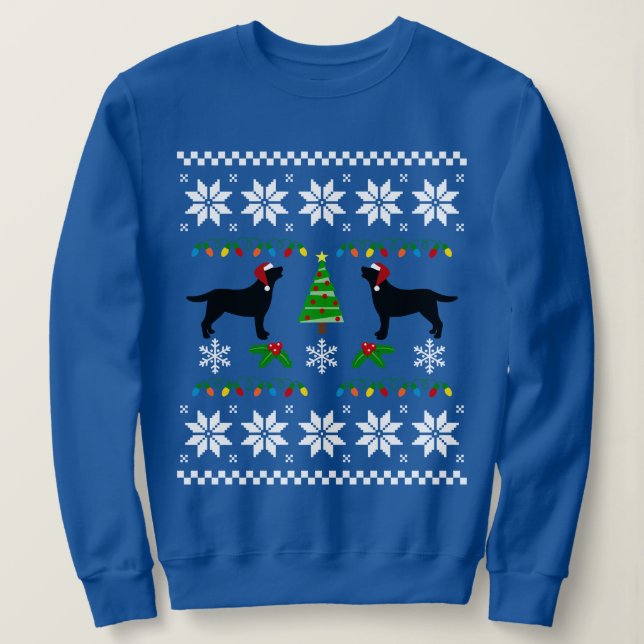 Två svarta Labradors jultomten Mönster T-shirt (Design framsida)