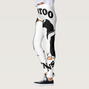 Två svarta och vita Gentoo Penguins Leggings