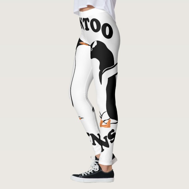 Två svarta och vita Gentoo Penguins Leggings (Vänster)