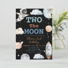 Två svarta plats i Måne-pojken 2:a födelsedagen Inbjudningar