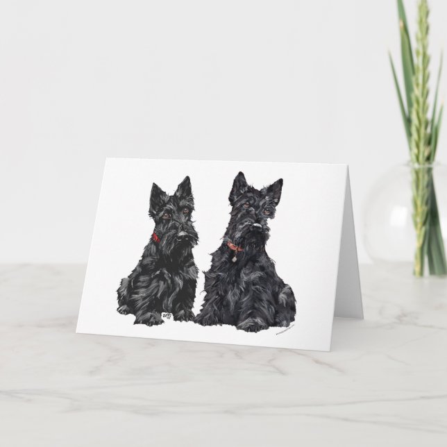 Två svarta skotska terrier kort (Framsida)
