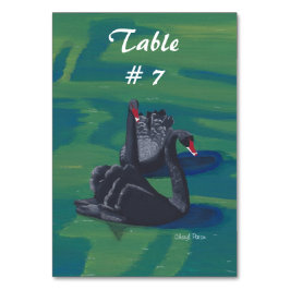 Två svarta svanar simmande Bordskort