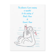 Två svarta Svanar-Teckning-bröllopsinbjudan till v