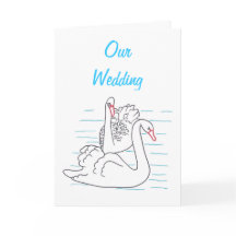 Två svarta Svanar Teckning-bröllopskort