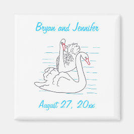 Två svarta Svanar Teckning Spara datum magneter