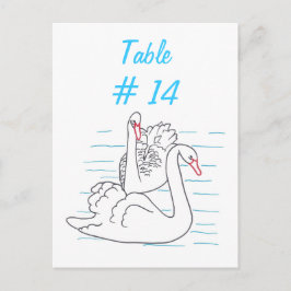 Två svarta Svanar Teckning-vykort för Bordsnummer