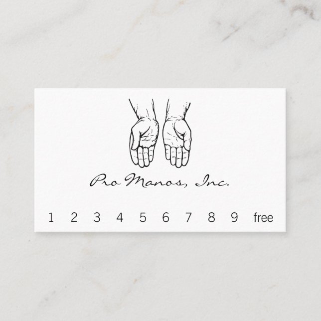 Två (svartvita) öppna händer, lojalitetskort (Framsida)