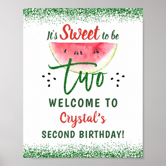 Två svenska Glitter Watermelon andra Födelsedagsfe Poster (Framsidan)