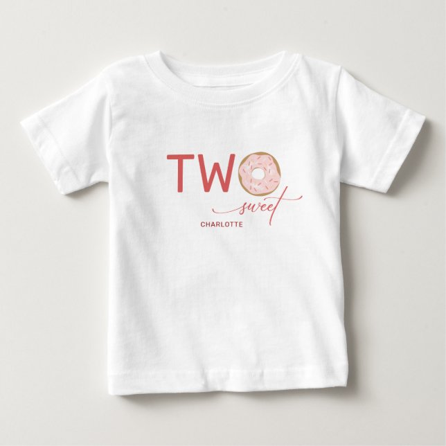 Två svenska Rosor Frosted Donut Girl's 2nd Birthda T Shirt (Framsida)