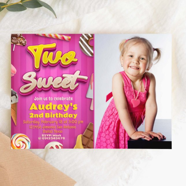 Två svenskar - Flickans födelsedag med inbjudan ti (Two Sweet - Girl Birthday with Picture Invitation)