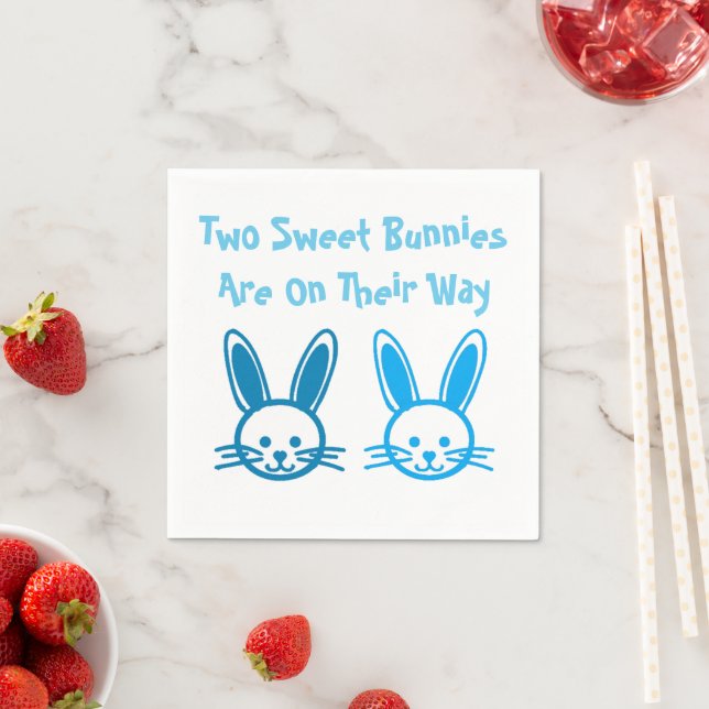 Två Sweet Bunnies Twin Boys Pappersservett (Insitu)
