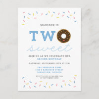 Två Sweet Donut och Sprinkles Blue 2nd Birthday