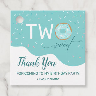 Två Sweet Teal Frosting Girl's Birthday Tack Gåvor Etiketter