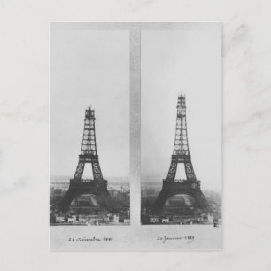 Två synpunkter på bygget av Eiffel Vykort