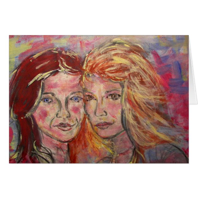 två systrar hälsningskort (Framsidan Horizontal)