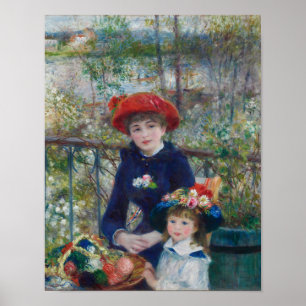 Två systrar på terrassen av Renoir tryck