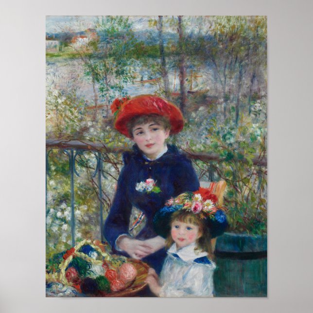 Två systrar på terrassen av Renoir tryck (Framsidan)