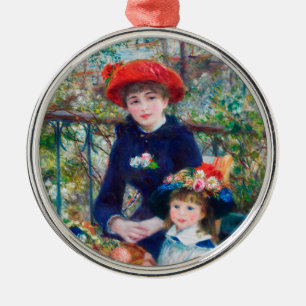 Två systrar - Renoir Impressionist Painting 1881 Julgransprydnad Metall