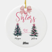 Två systrars julgran med anpassade namn