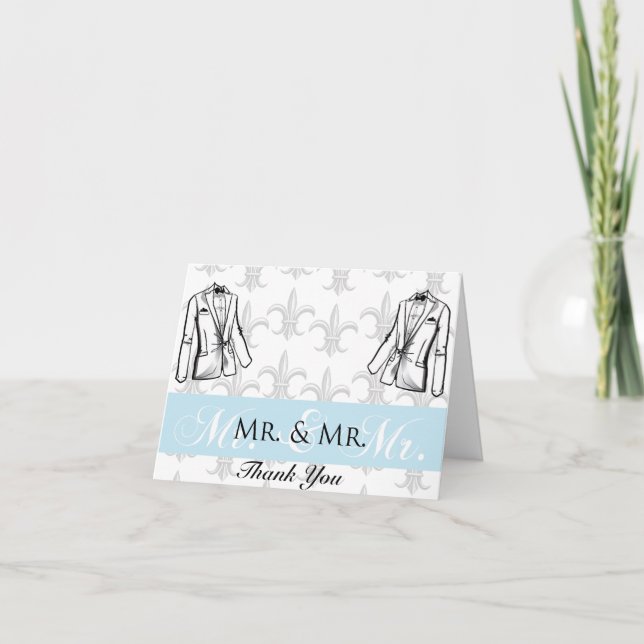 Två tack för bröllop för smokingbrudgum glada (Framsida)