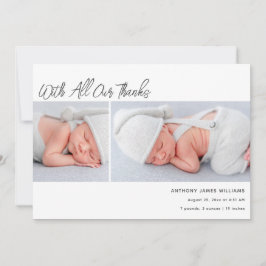 Två Tack för födelsestatistik för Photo Baby Meddelande