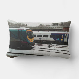 Två tåg, snö lumbarkudde