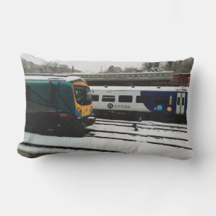 Två tåg, snö lumbarkudde