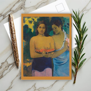 Två taitiska kvinnor (1899) av Paul Gauguin Vykort