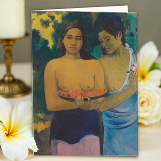 Två taitiska kvinnor av Paul Gauguin, Art Kort