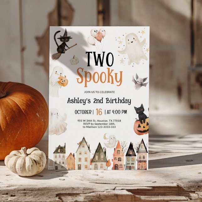 Två taloky Halloween 2:a födelsedagen Inbjudningar (Skapare uppladdad)