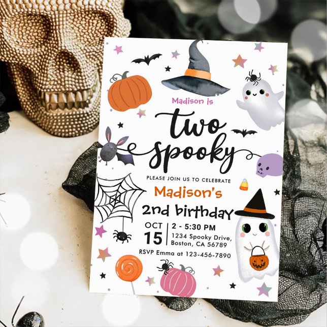 Två taloky Halloween 2:a födelsedagen Inbjudningar (Skapare uppladdad)