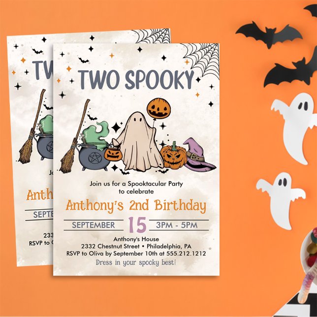 Två taloky Halloween 2:a födelsedagen Party Inbjudningar (Skapare uppladdad)