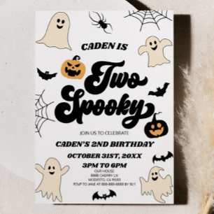Två taloky Halloween andra Födelsedagsfesten Inbjudningar