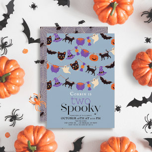 Två taloky Halloween Blue 2:a födelsedagen Inbjudningar