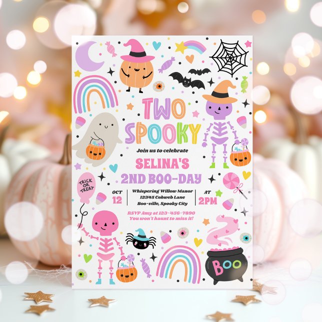 Två taloky Halloween Cuties 2:a födelsedagen Party Inbjudningar (Skapare uppladdad)
