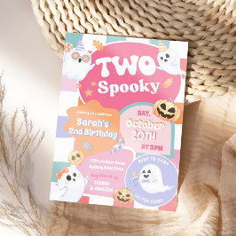 Två taloky Halloween Groovy 2:a födelsedagen Party Inbjudningar