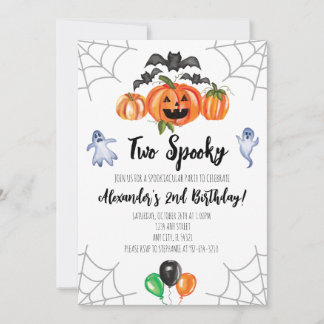 Två taloky Halloween:s andra födelsedagsinbjudan Inbjudningar