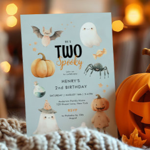 Två taloky Halloween:s andra födelsedagsinbjudan Inbjudningar