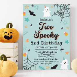 Två taloky Kön Neutral Halloween 2:a födelsedagen Inbjudningar